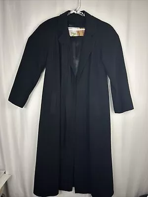 Vintage Regency Cashmere Black Long Cashmere Coat Size 10 Belted • $149.99