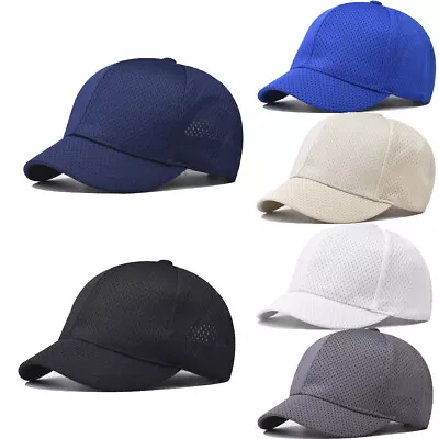  Mens Short Bill Brim Dad Cap Unisex Classic Baseball Cap Sunscreen Trucker Hat • £5.87