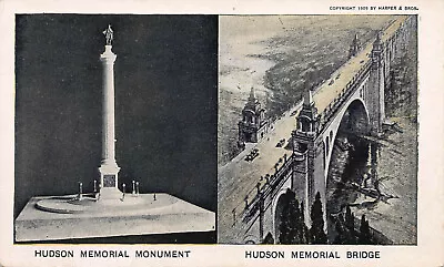 Hudson Memorial Monument And Hudson Memorial Bridge N.Y.C. 1909 Postcard • $15