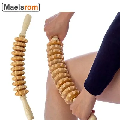 Wood Therapy Roller Massage Handheld Cellulite TriggerPoint Stick Muscle Release • $18.35