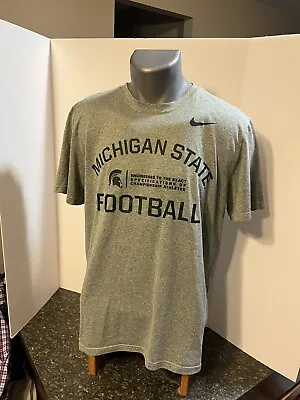 Nike Michigan State Spartans Football Men’s T Shirt Gray L Poly Athletic Cut • $13