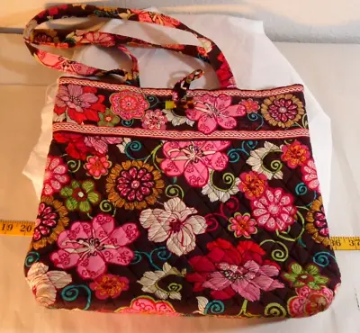 Vera Bradley Tote Bag Purse Retired Pink Mod Floral Pattern Toggle Closure 13  • $10.49