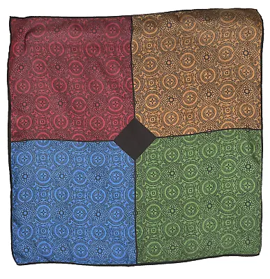 Silk Pocket Handkerchief For Men 11 Inches Square Coloured Print Vintage Hanky • £8