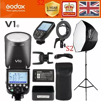 GODOX V1-C Round Head Flash Speedlight+120CM Umbrella Softbox+2M Stand+Xpro-c • £284.28