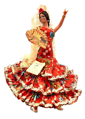 MARIN CHICLANA 1960s Genuine Spanish Beautiful Red Floral Dress Flamenco Doll • $17.99