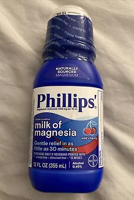 Phillips Genuine Milk Of Magnesia Wild Cherry Flavor 12 Fl Oz Exp 12/25 • $14