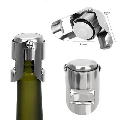 Champagne Wine Bottle Stopper Stop Pressure Stainless Steel • £4.89