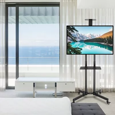 Adjustable Mobile Tall TV Stand Bracket Rolling Cart Trolley For 32-70 Inch TV • £45.90