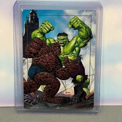 1992 Skybox Marvel Masterpieces Battle Thing Vs Hulk #1-D Foil/Etch Trading Card • $5