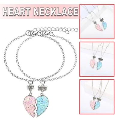 £3.67 • Buy 2Pcs Half Heart Best Friend Necklace Bracelet For BFF Friendship Birthday Gift