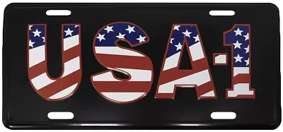 USA-1 (USA Overylay Flag) Black 6 X12  Aluminum License Plate  • $9.88