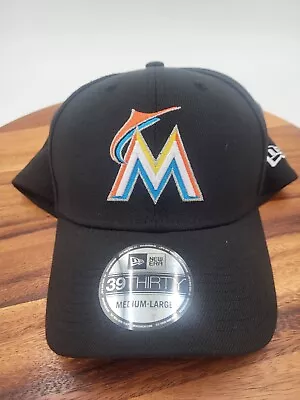 MLB Miami Marlins New Era 39Thirty Med-Large LogoTurn Stretch Back Cap • $19.95