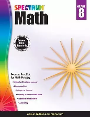 Spectrum Math Workbook Grade 8 - Paperback By Spectrum - GOOD • $4.46