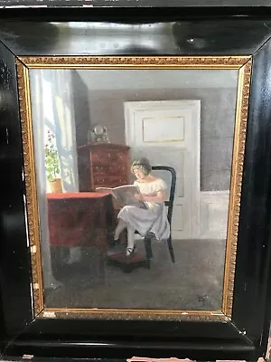 Antique 19th Century? Oil On Canvas -Study Of A Girl Reading Framed And Signed • £75