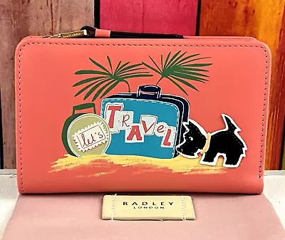 Radley Let's Travel Coral Leather Bifold Purse Wallet Medium New • £48