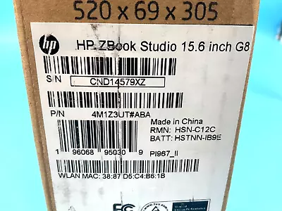 HP Zbook Studio G8 I9-11900H 32GB 1TB BT5 WiFi6 RTXA3000 15.6F W10P 4M1Z3UT#ABA • $1299.99