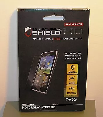 2  HD Screen Protector For Motorola ATRIX HD ZAGG Invisible Shield  NEW • $9.95