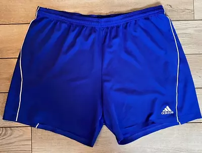 Vintage Adidas Mens Bright Blue White Nylon Soccer Workout Running Shorts~XL • $14.99