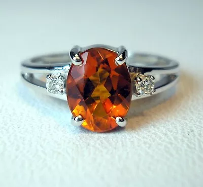 $294.99 • Buy 1.15 Ct Natural Madeira Citrine & Diamonds 10K White Gold Ring Was $650 Video