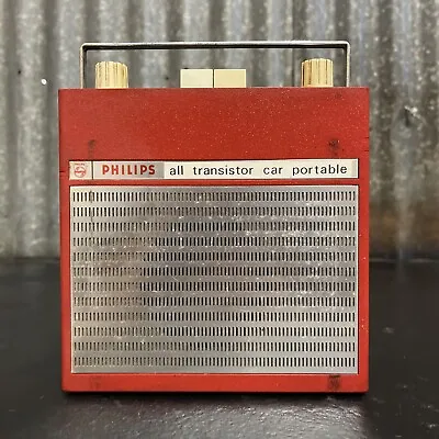 Philips All Transistor Portable Red Car Radio Vintage Model No.PA4 • $82.80