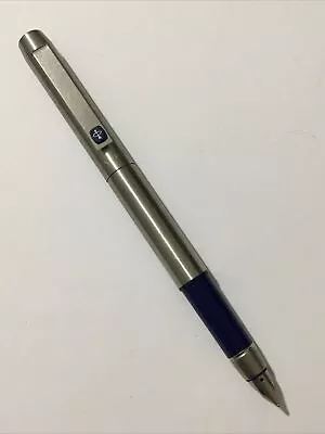 Vintage Parker 25 Mki Steel Blue Trim Flat Top Medium Fountain Pen-england. • $163.16