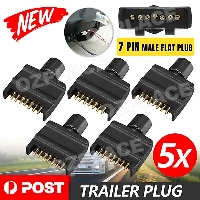 $18.95 • Buy 5x 7 Pin Trailer Plug Flat Male Adaptor Caravan Boat Car Connector Part Adapter