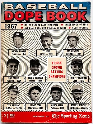 1967 BASEBALL DOPE BOOK (Sporting News) Mantle Cobb Gehrig Robinson FREE SHIP • $16