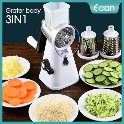 Kitchen Vegetable Food Manual Rotary Drum Grater Chopper Slicer Fruit Cutter AU • $18.99