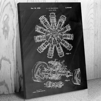 Radial Engine Patent Canvas Print Aviation Gifts Airplane Decor Engine Blueprint • $64.95