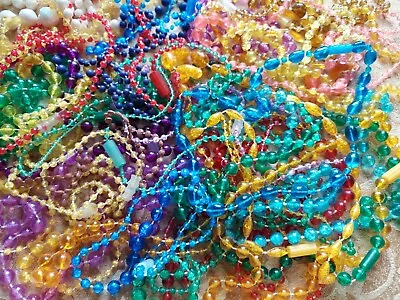 #E-Vintage Plastic New Orleans Mardi Gras 1970's- Carnival Parade Beads -3 Dozen • $8.25