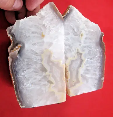 LARGE SET OF NATURAL AGATE CRYSTAL  GEODE BOOKENDS FOR DISPLAY 4 Lb 12 Oz • $59.99