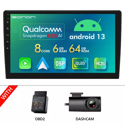 DVR+OBD+Double 2 Din 10.1  Android 13 6+64 8Core Car GPS Radio Stereo Multimedia • $330.75