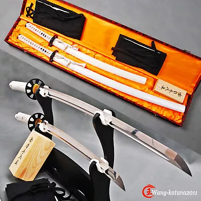 T10 Steel 40''Katana+30''Wakizashi Japanese Samurai 2 Swords Set Straight Hamon • $275
