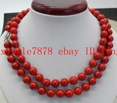 Natural 6/8/10/12mm South Sea Red Coral Round Gemstone Beads Necklace 36  • $6.36