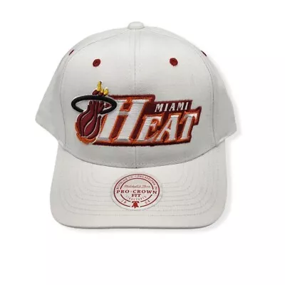 Mitchell & Ness Miami Heat Oh Word Pro White Adjustable Snapback Hat Cap • $34.99