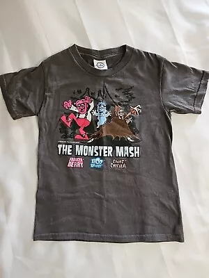 Vtg Gray Monster Mash Cereal Count Chocula Franken & Boo Berry T-Shirt Kids S • $19