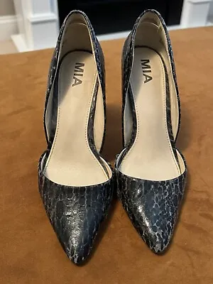 MIA Black And Gray Heels Snakeskin Pumps Stilettos Shoes Size 7 • $16