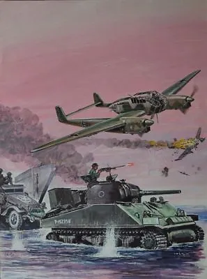 Original Ww2 Military Aviation Illustration Art Painting Wwii Fw-189 Sherman   • $418.42