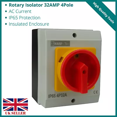 Sharp-Tec Rotary Isolator AC 32 Amp 4 Pole Three Phase+Zero Line • £16.99