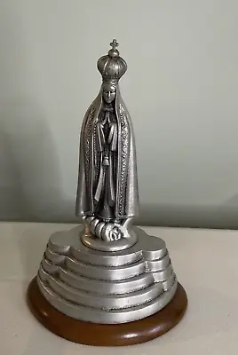 Vintage Metal Our Lady Of Fatima/ Virgin Mary  Statue Music Pedestal Portugal • $65