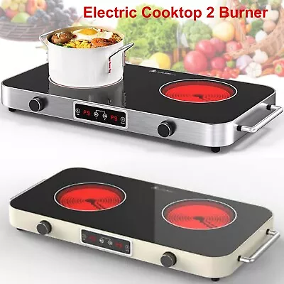 Electric Cooktop 2 Burner Portable Electric Stove Top Knob Control 110V 2200W US • $123.49