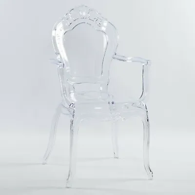 £79 • Buy French Louis Bella Clear Ghost Dining Occasional Carver Armchair Transparent
