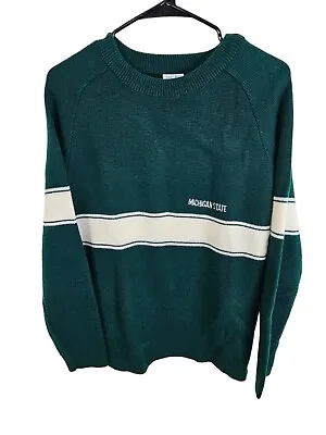 Vintage Michigan State Spartans Sweater Mens Medium Green White The Big R RC • $39.99