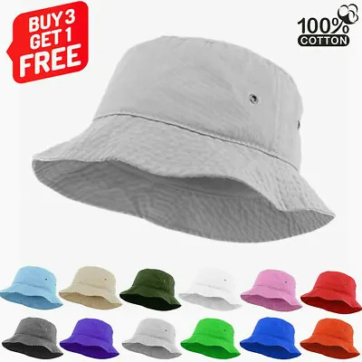 Unisex Summer Fishing Bucket Hat Cap Cotton Boonie Brim Visor Sun Safari Camping • $10.55