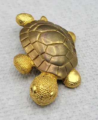Vintage Gold Tone Turtle Tortoise Costume Jewelry Estate Brooch Pin • $15