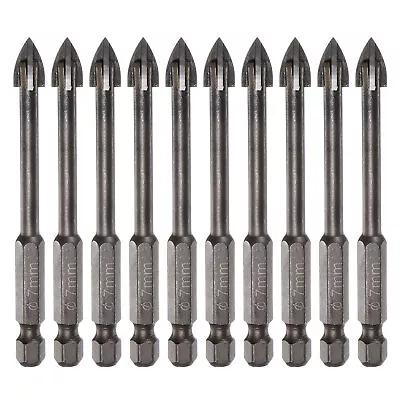 10pcs Titanium Masonry Drill Bit 7mm Triangle Drill Bit W Hex Shank • $17.81