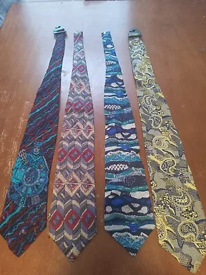 Coogi Men's Neck Tie 100% Silk Colorful Vibrant Abstract Pattern Lot Of 4 (7) • $44.99