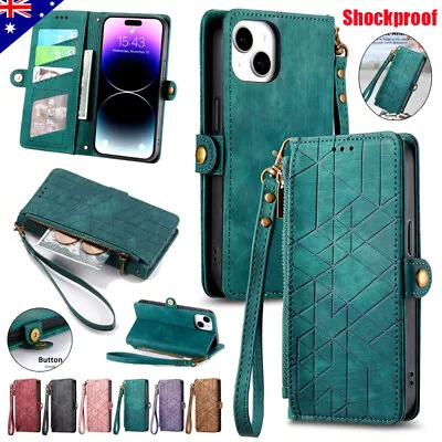 Leather Wallet Flip Case Zipper Cover For IPhone 15 14 13 12 11 Pro Max 8 7 Plus • $7.69