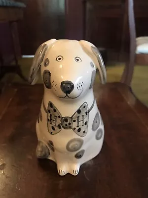 Vintage Rye Pottery Dog Black & White HH Initials Possibly Hector’s House • £25