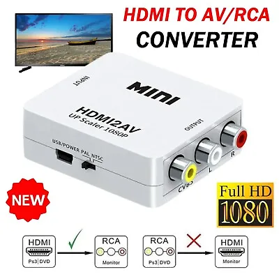 1080p HDMI To RCA Composite AV CVBS 3RCA Video Cable Converter Composite  • $14.99